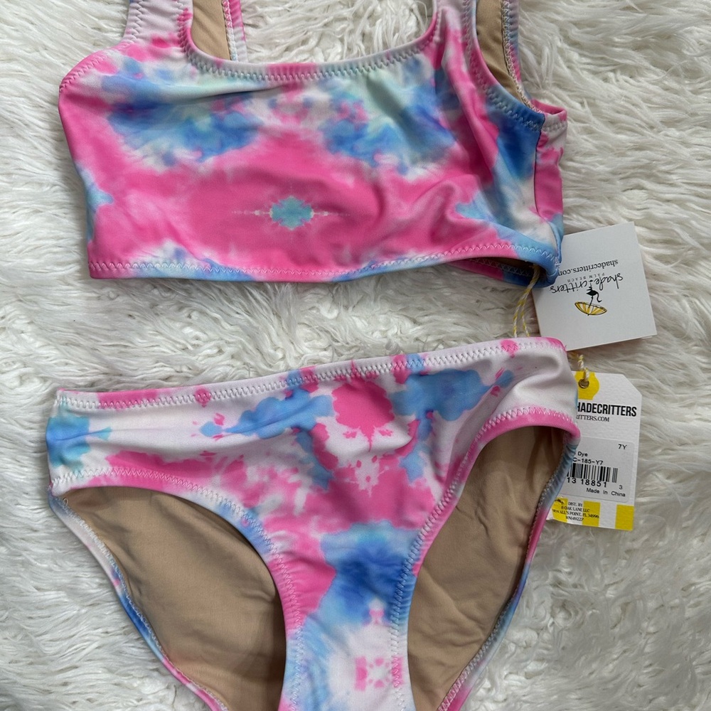 Pink and Blue Tie-Dye Bikini Set